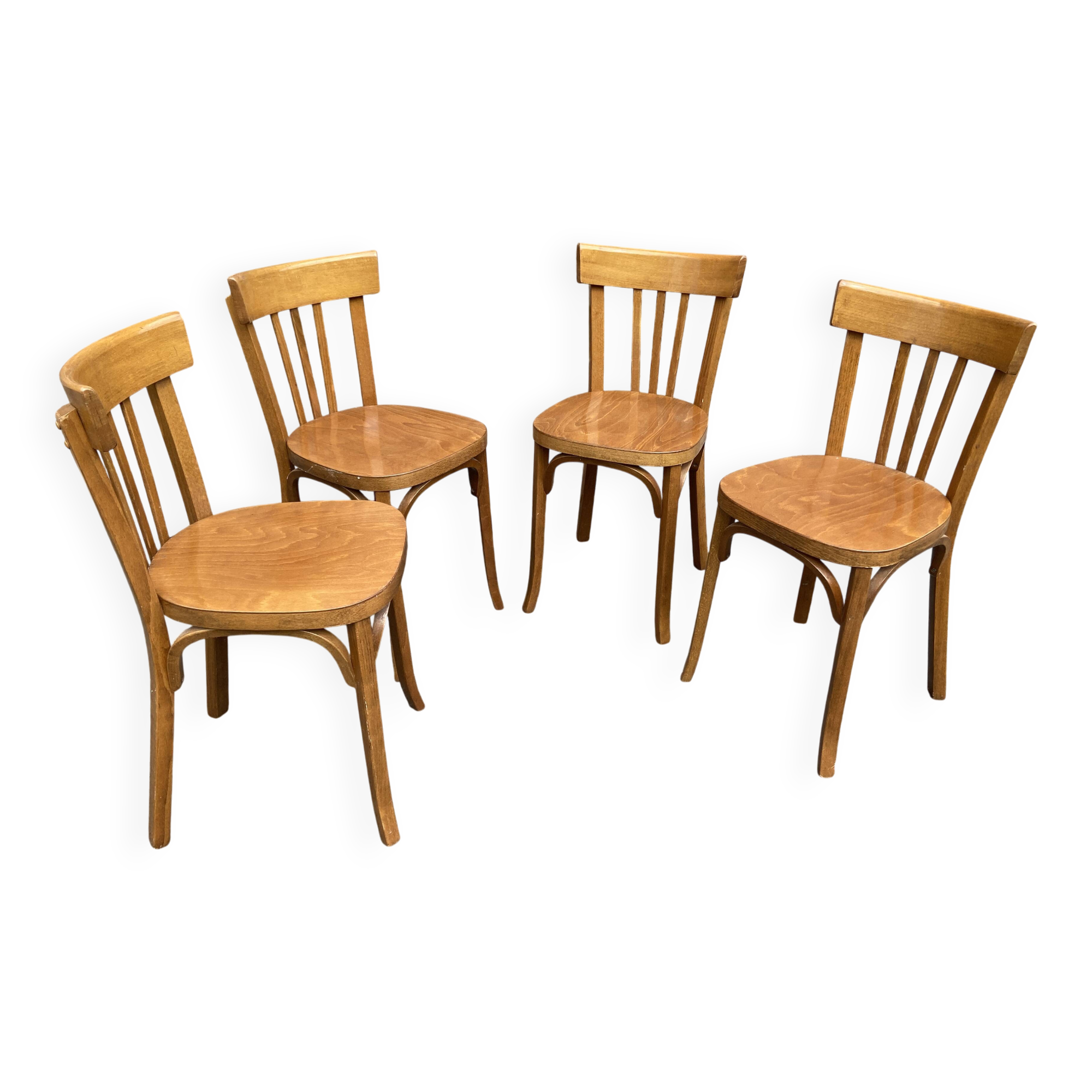set of 4 Viennese chairs curved wood baumann Restaurant Paris bistro