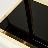 Italian console brass black opaline glass 1970s