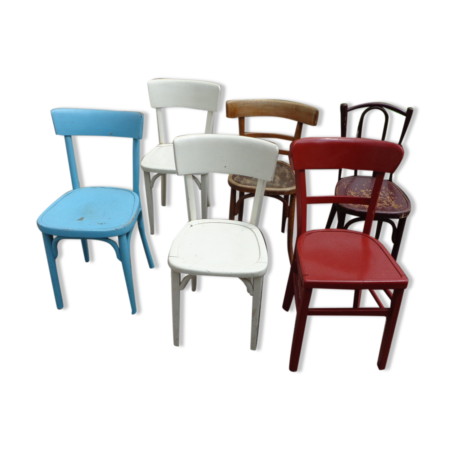 6 chaises bistrot peintes