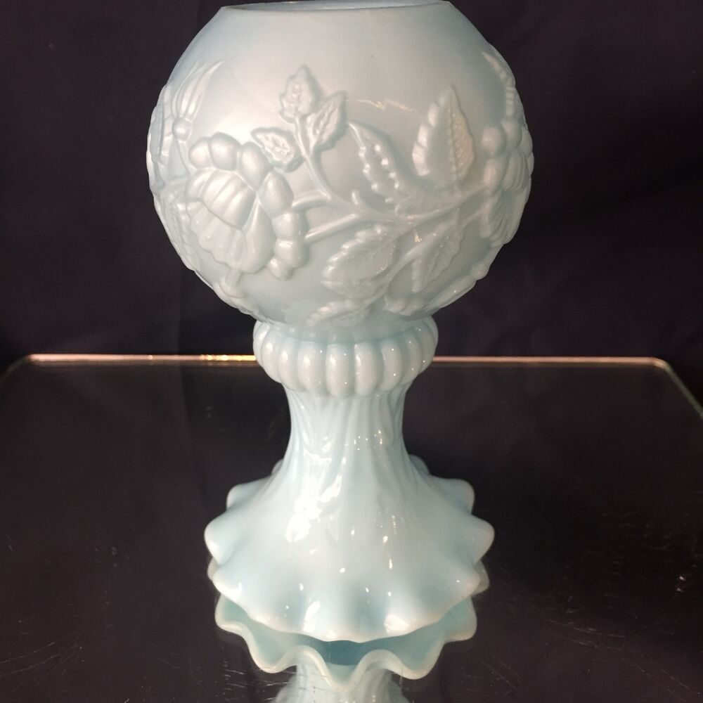 Pale blue floral opaline soliflore vase floral decoration