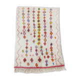 Moroccan Berber carpet azilal ecru with small colored diamonds 253x157cm