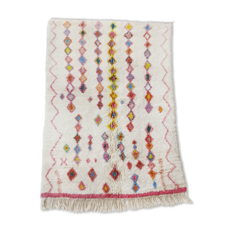 Moroccan Berber carpet azilal ecru with small colored diamonds 253x157cm
