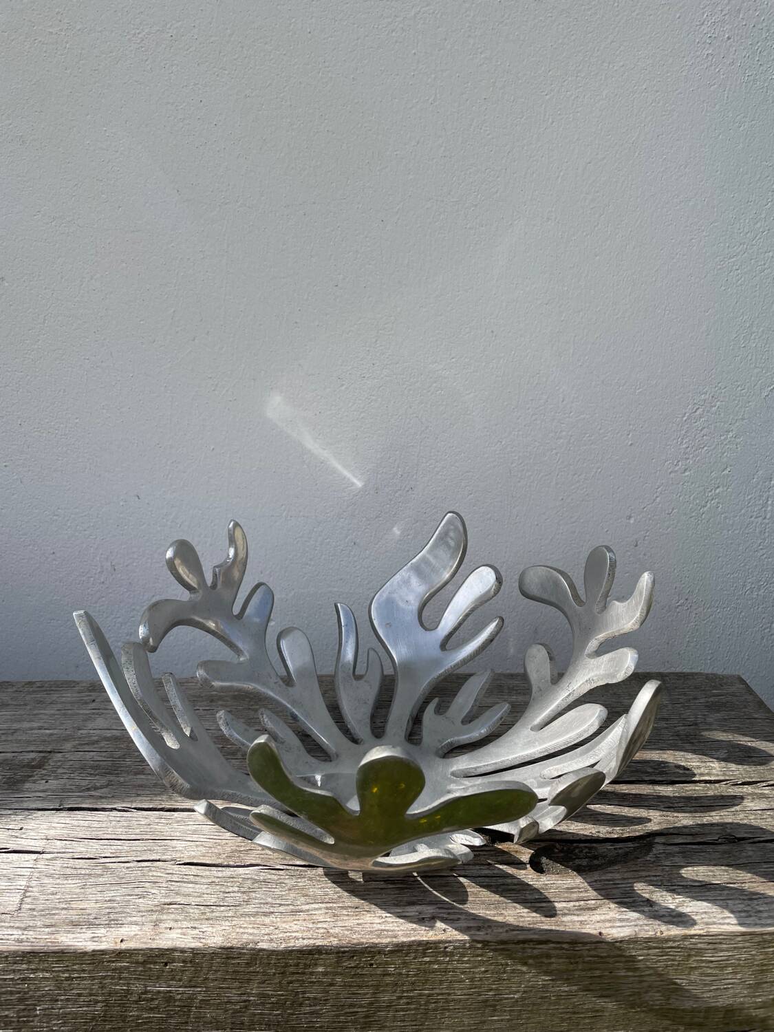 Designer metal fruit bowl
