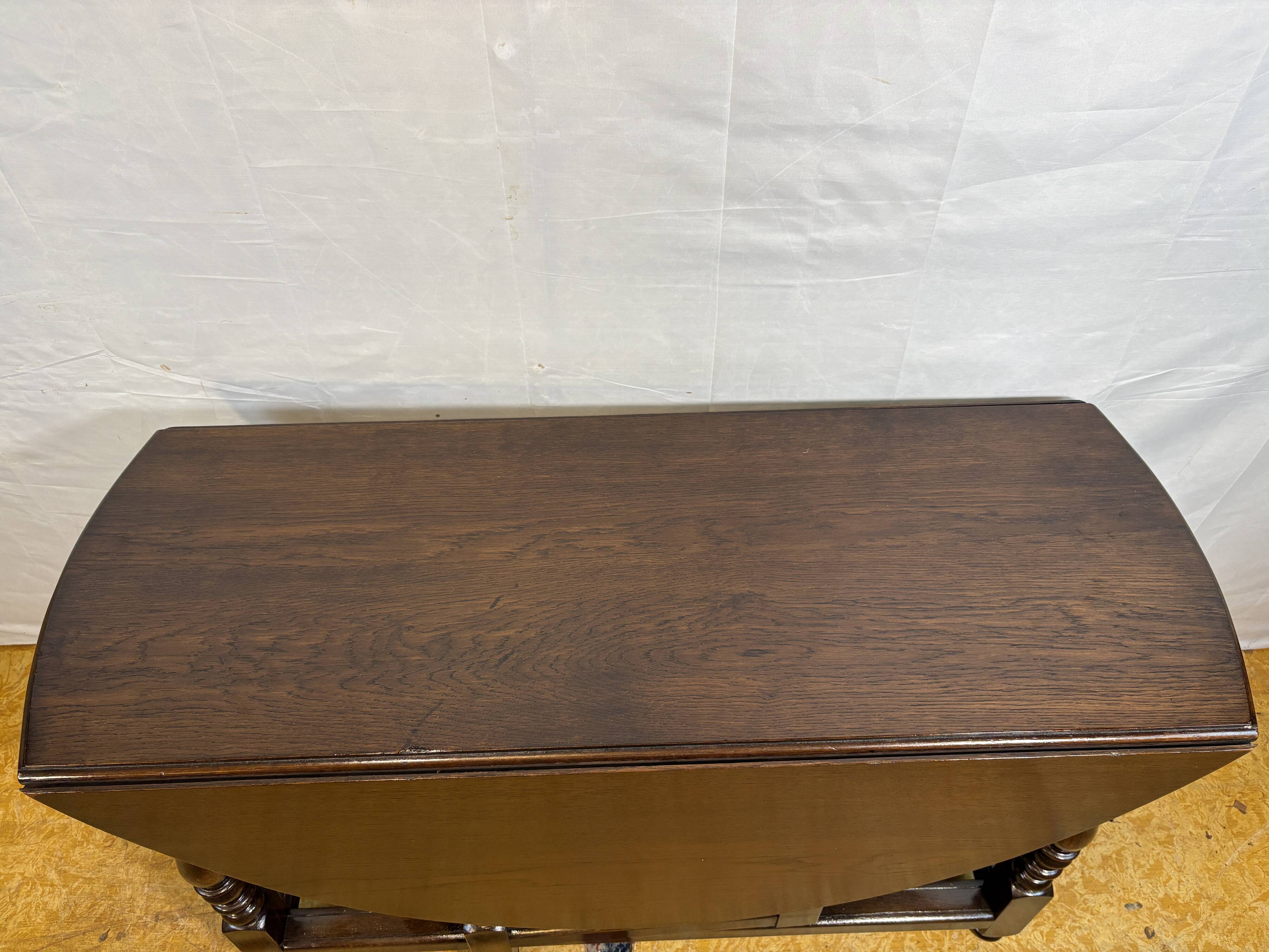 Jacobean Revival Solid Oak Gate Leg Drop Leaf Table 1900 English Antique