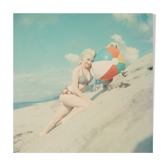 Color silver photo print on rc pin up woman beach paper 1960 40x40cm