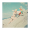 Color silver photo print on rc pin up woman beach paper 1960 40x40cm