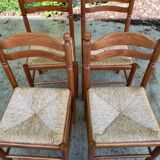 4 kitchen chairs in light solid wood and straw