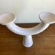 Brutalist candle holder made of white chamotte clay, 1980.