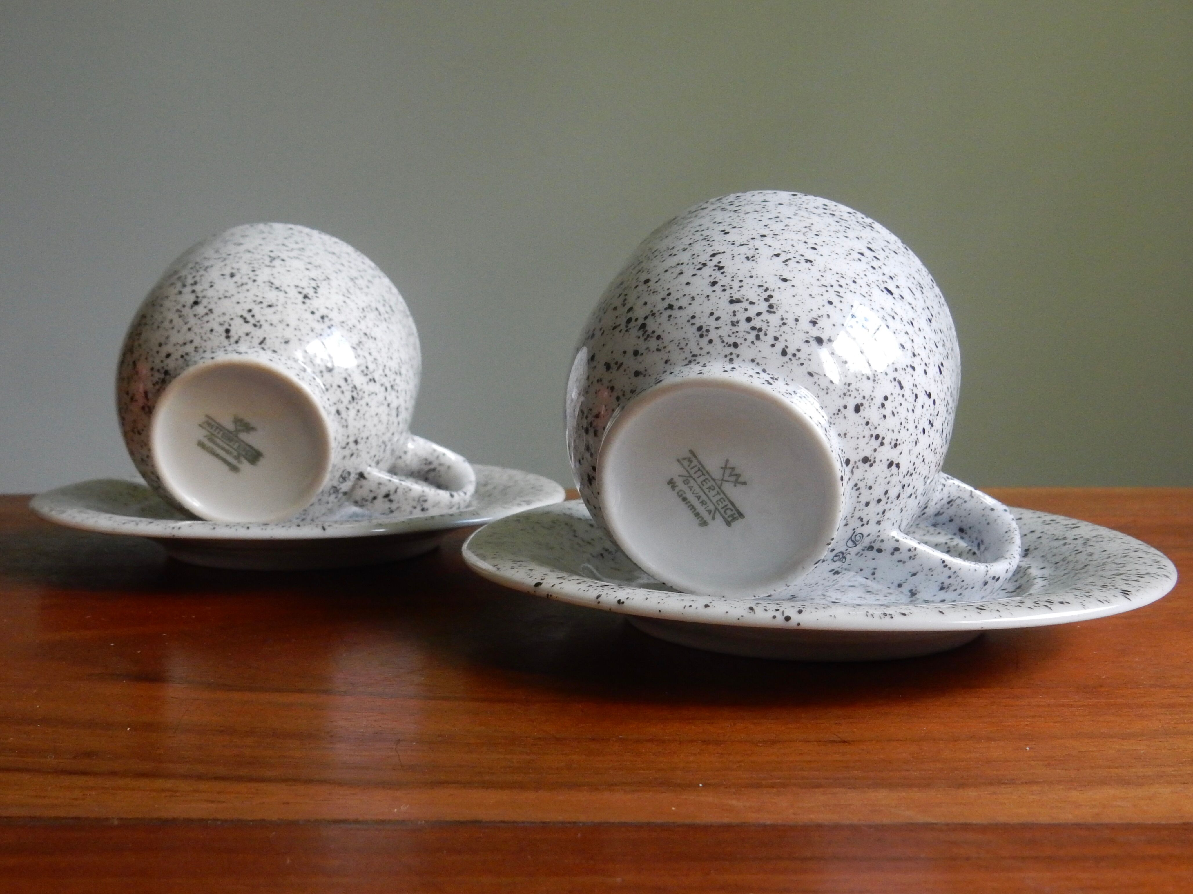 Bavaria, 2 coffee cups, 80s sandstone cups, West Germany