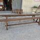 Pair of rustic solid oak farm benches 19th century - 2m90