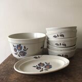Salad bowl and 5 assorted hollow plates St-Amand Sologne