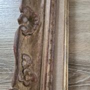 Old gilded wooden frame with beige / vintage Marie Louise