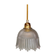 Suspension tulipe vintage en verre strié