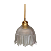 Vintage tulip pendant lamp in striated glass