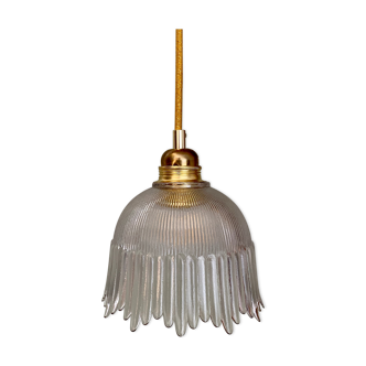 Vintage tulip pendant lamp in striated glass