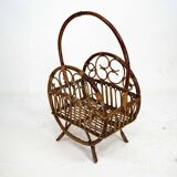 Italian Bamboo & Rattan Magazine Rack, 1950s