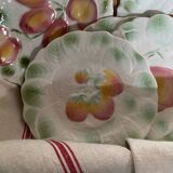 Set of 5 Sarreguemines dessert plates in vintage barbotine
