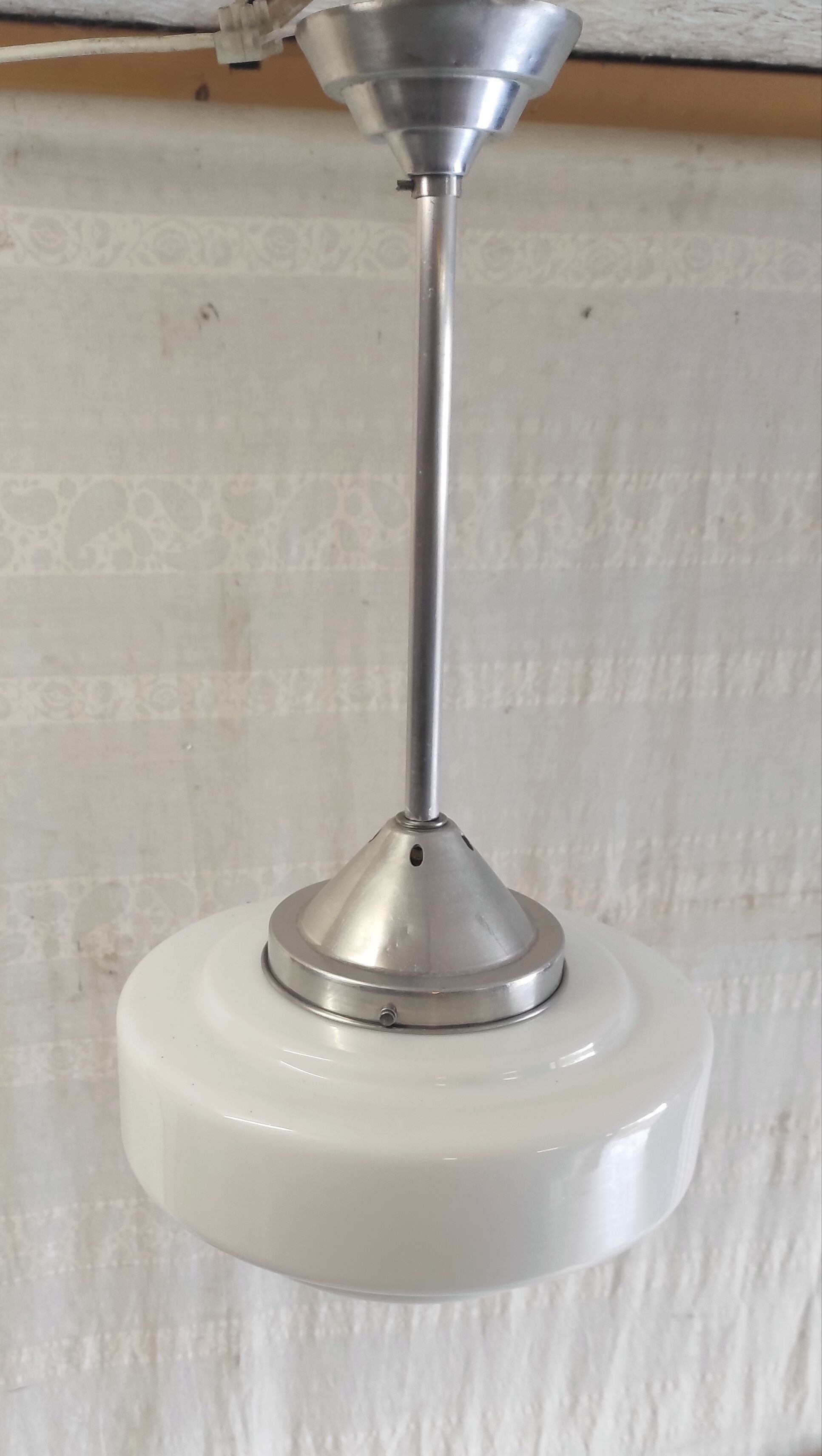 Art Deco opaline globe suspension XL - mid 20th century