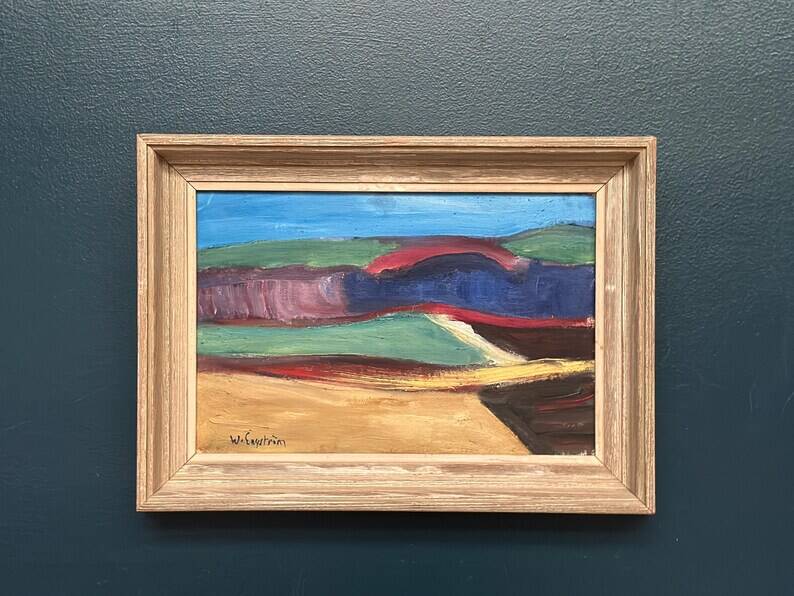 Original Swedish Oil on Canvas – “Abstract Landscape” by W. Engström – Dated 1900 – Signed – Vintage & Framed – 40 × 30 cm (23.6" x 16.5")