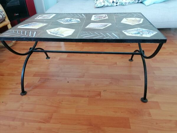 Table basse Vallauris 1960. Décor Mme Roux