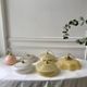Pair of suspensions in white Clichy glass and golden edging 40s-50s