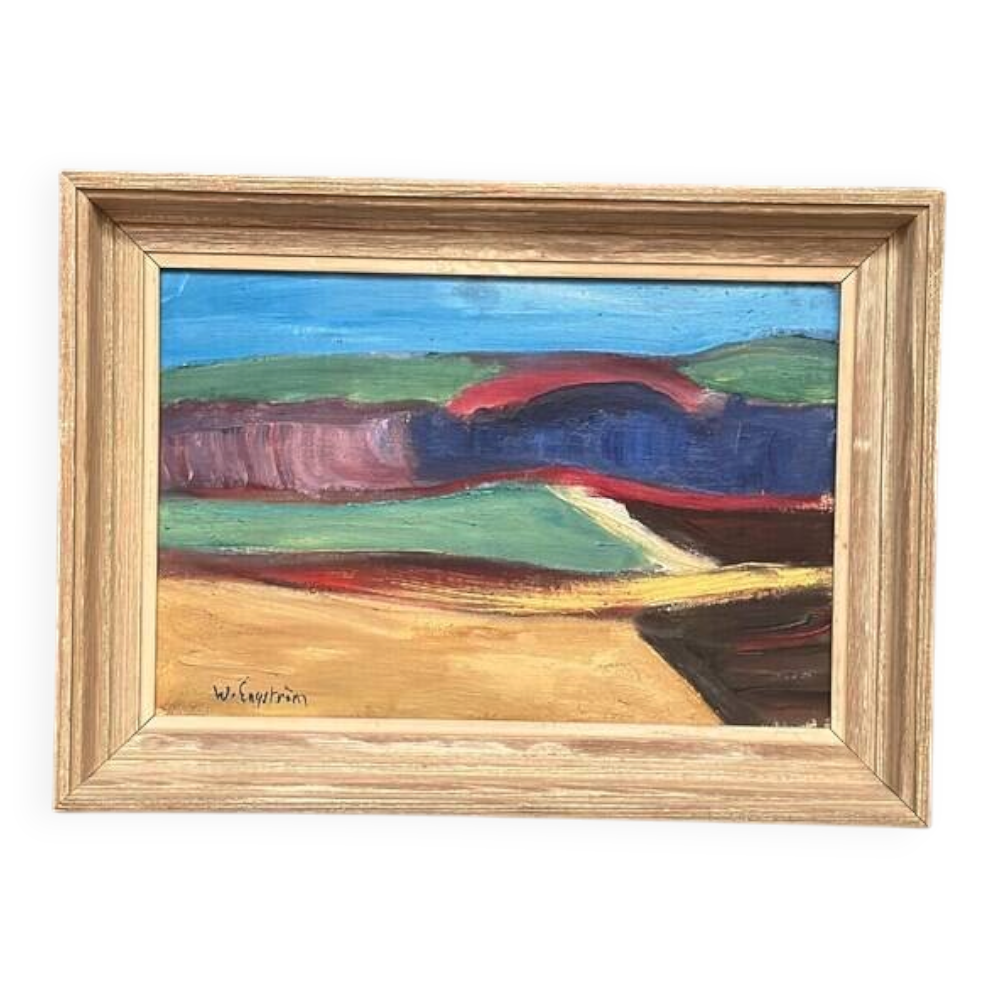 Original Swedish Oil on Canvas – “Abstract Landscape” by W. Engström – Dated 1900 – Signed – Vintage & Framed – 40 × 30 cm (23.6" x 16.5")