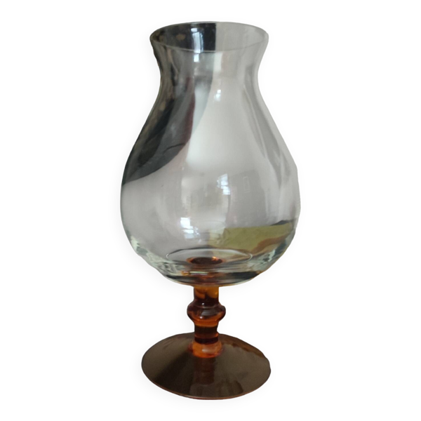 Vase verre à pied vintage années 70