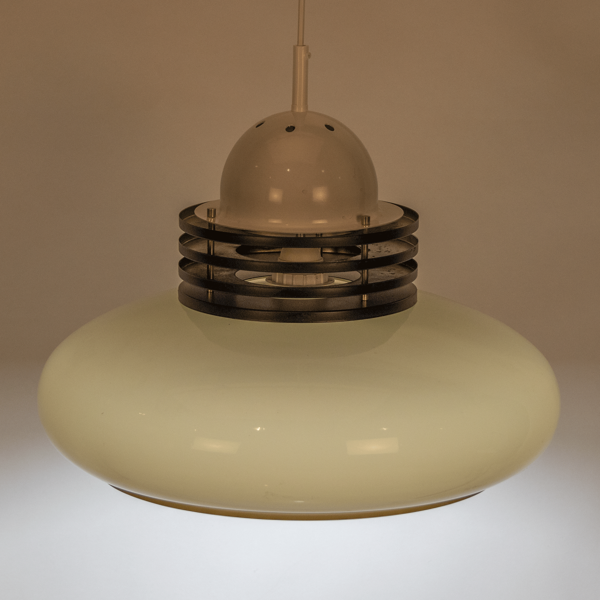 Brown and white space age pendant lamp