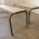 Paire de bancs d'école vintage métal et bois