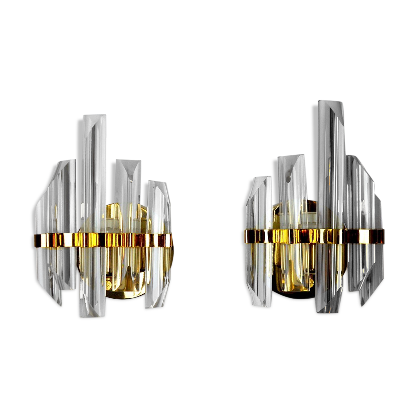 Pair of Venini glass wall lamps, Italy, 1970