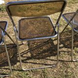 Lot 5 folding chairs in brown plexiglass 70s
