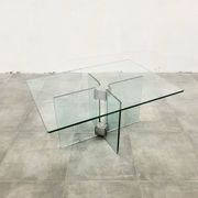 Table basse en verre vintage attribuée à Peter Ghyczy, années 1970