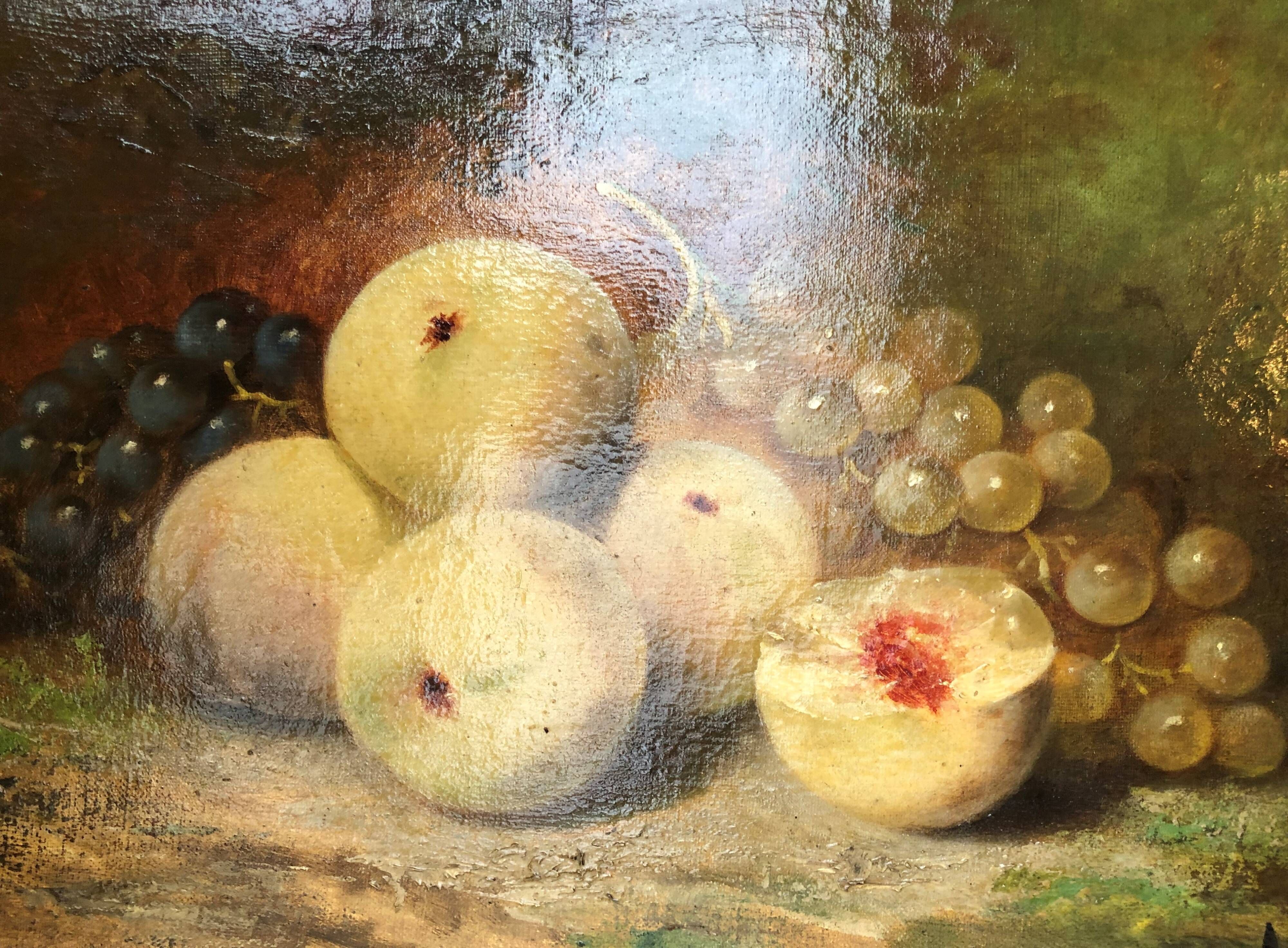 Tableau ancien huile sur toile nature morte aux fruits | Selency