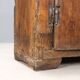 Antique pine wardrobe painted in walnut stain, restorations, Italy, 17th century.
