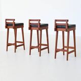 Erik Buch set of three bar stools in teak Dyrlund Denmark 1960