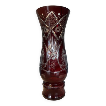 Bohemian cut crystal vase, 1950, h= 29 cm.