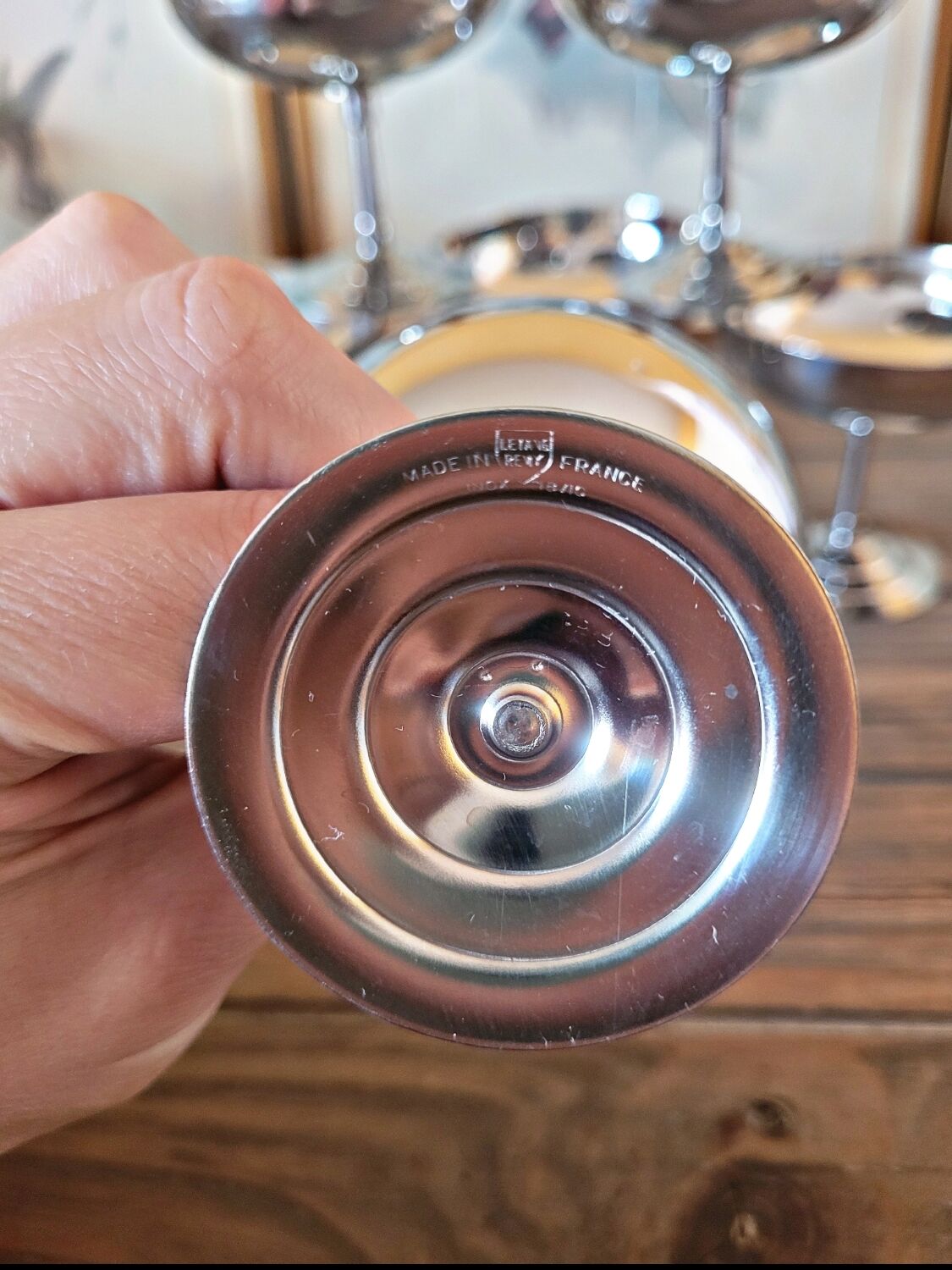 6 vintage stainless steel ice cream cups Letang Remy