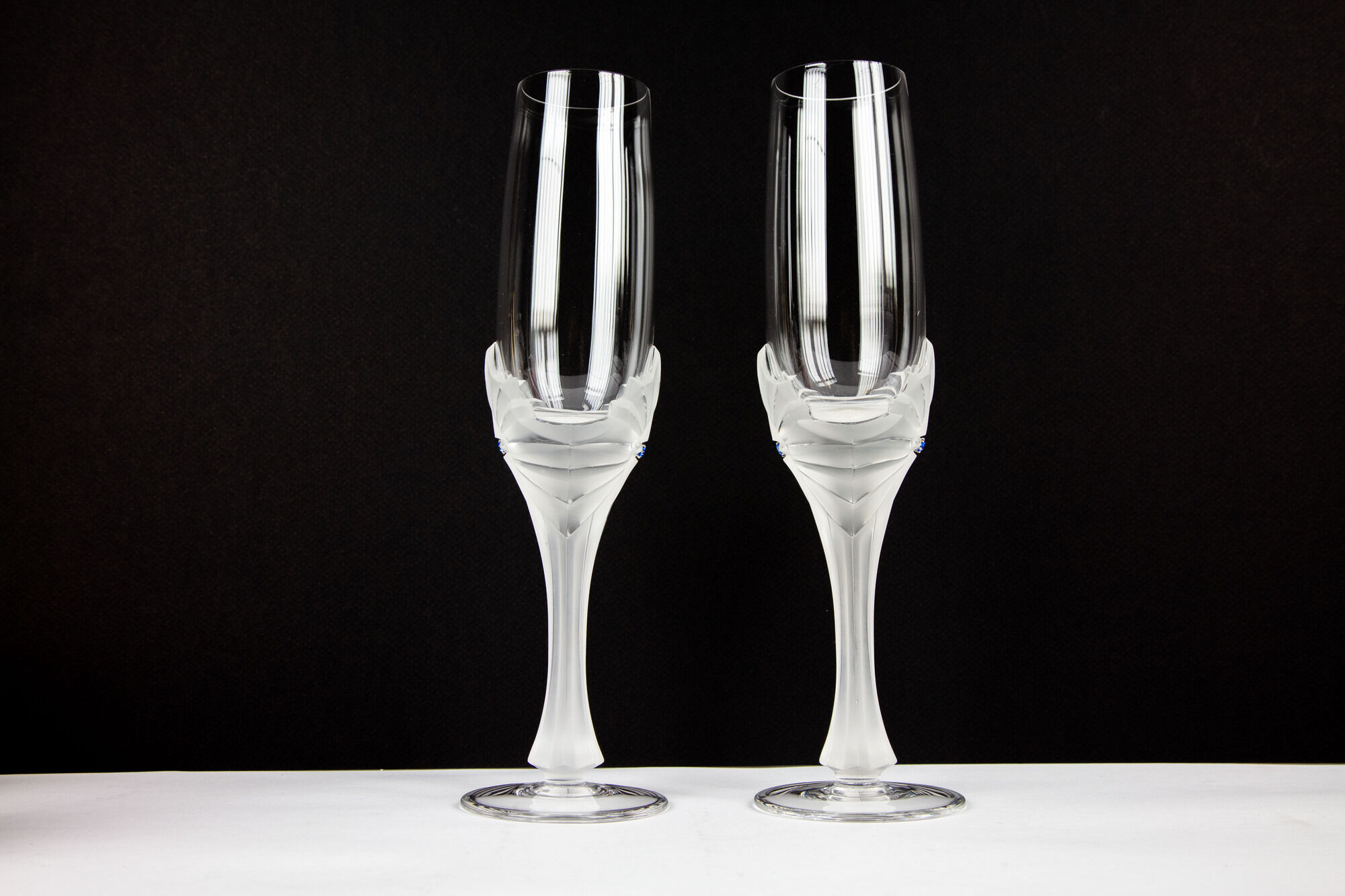 2 crystal champagne flute signed Faberge model "the north star"