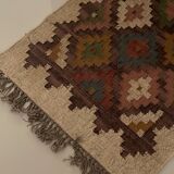 2.5 x10 ft - jute/wool kilim runner,handmade,area,home decor,bed side,indian traditional rug/carpet.