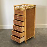 Mid-century rattan highboy / tallboy chest of drawers by Angraves, England, 1970