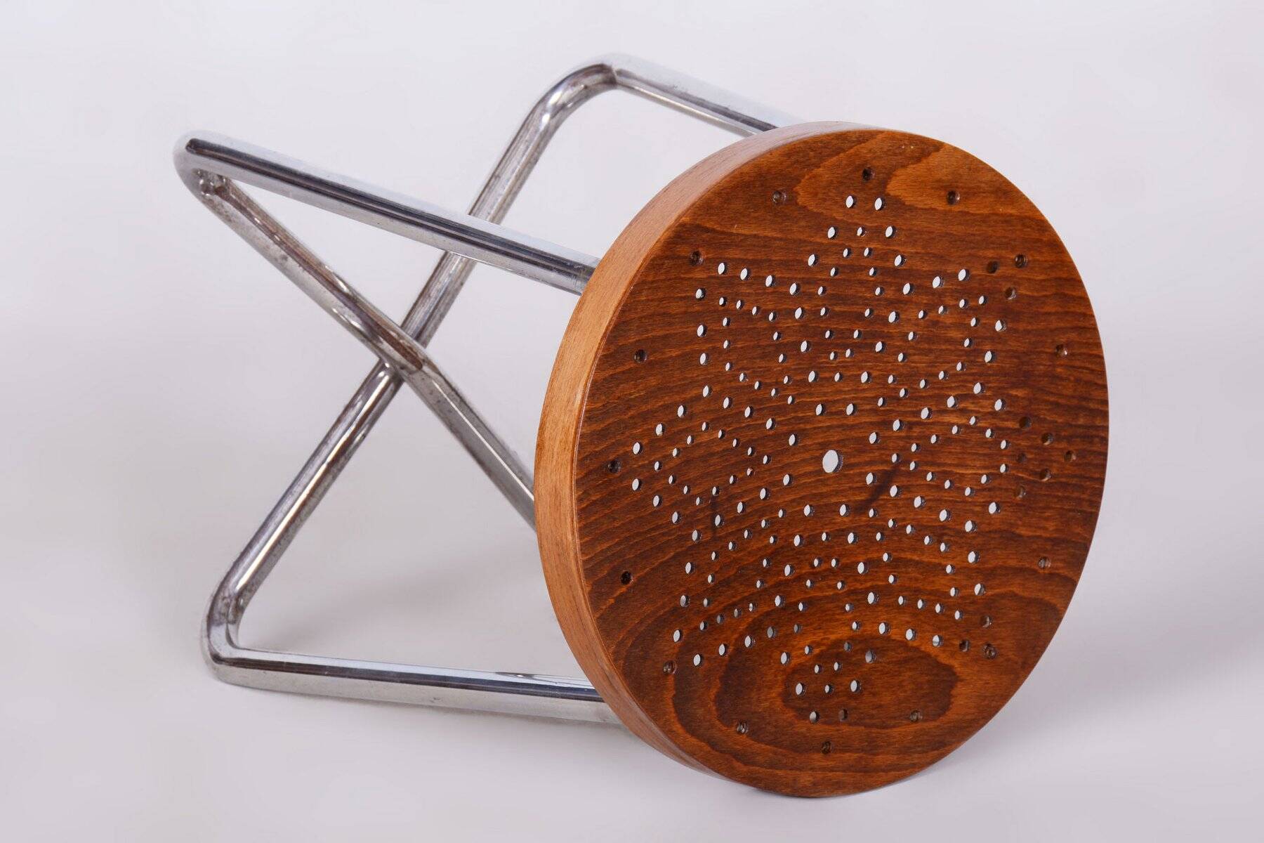 Bauhaus Stools in Chromed Steel, Beech and Plywood, Germany, 1930s, Set of 2