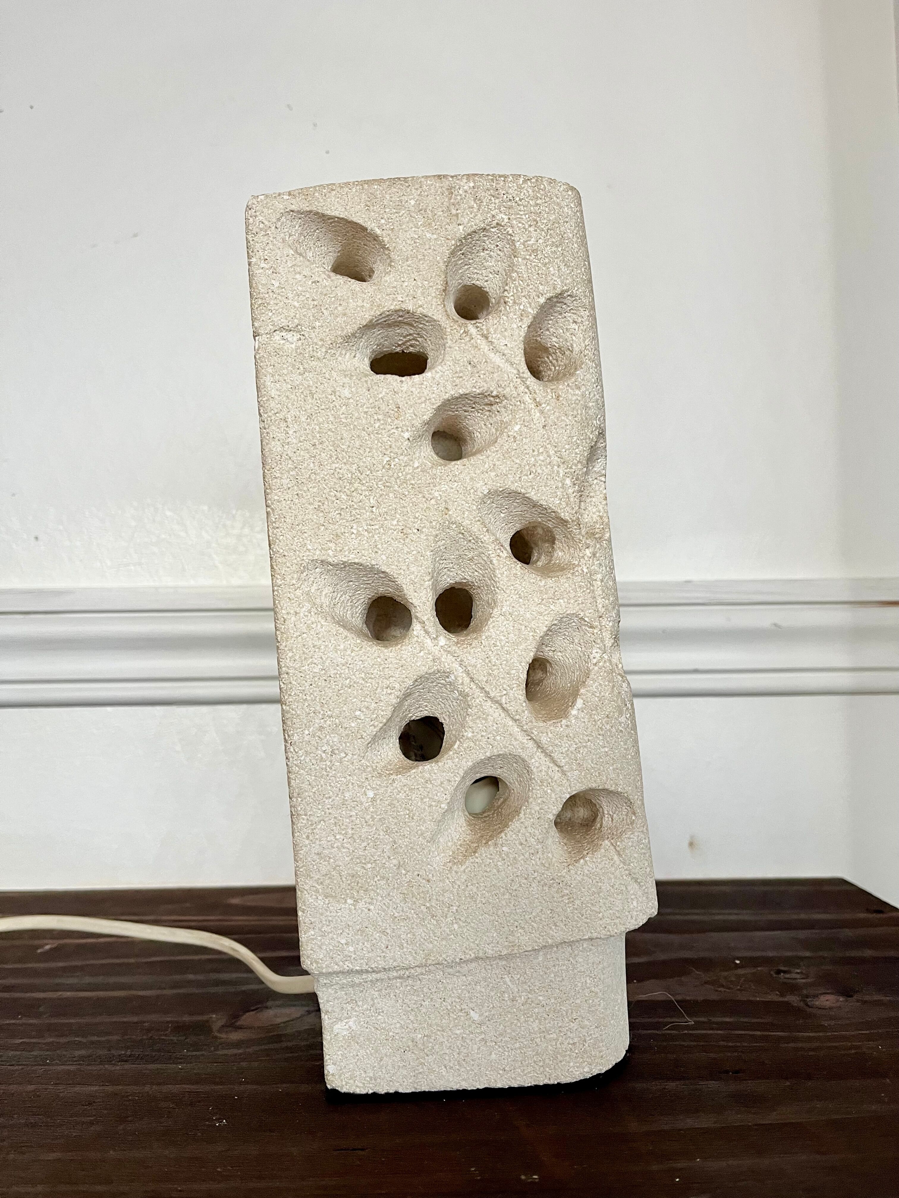 1970s stone sculpture lamp
