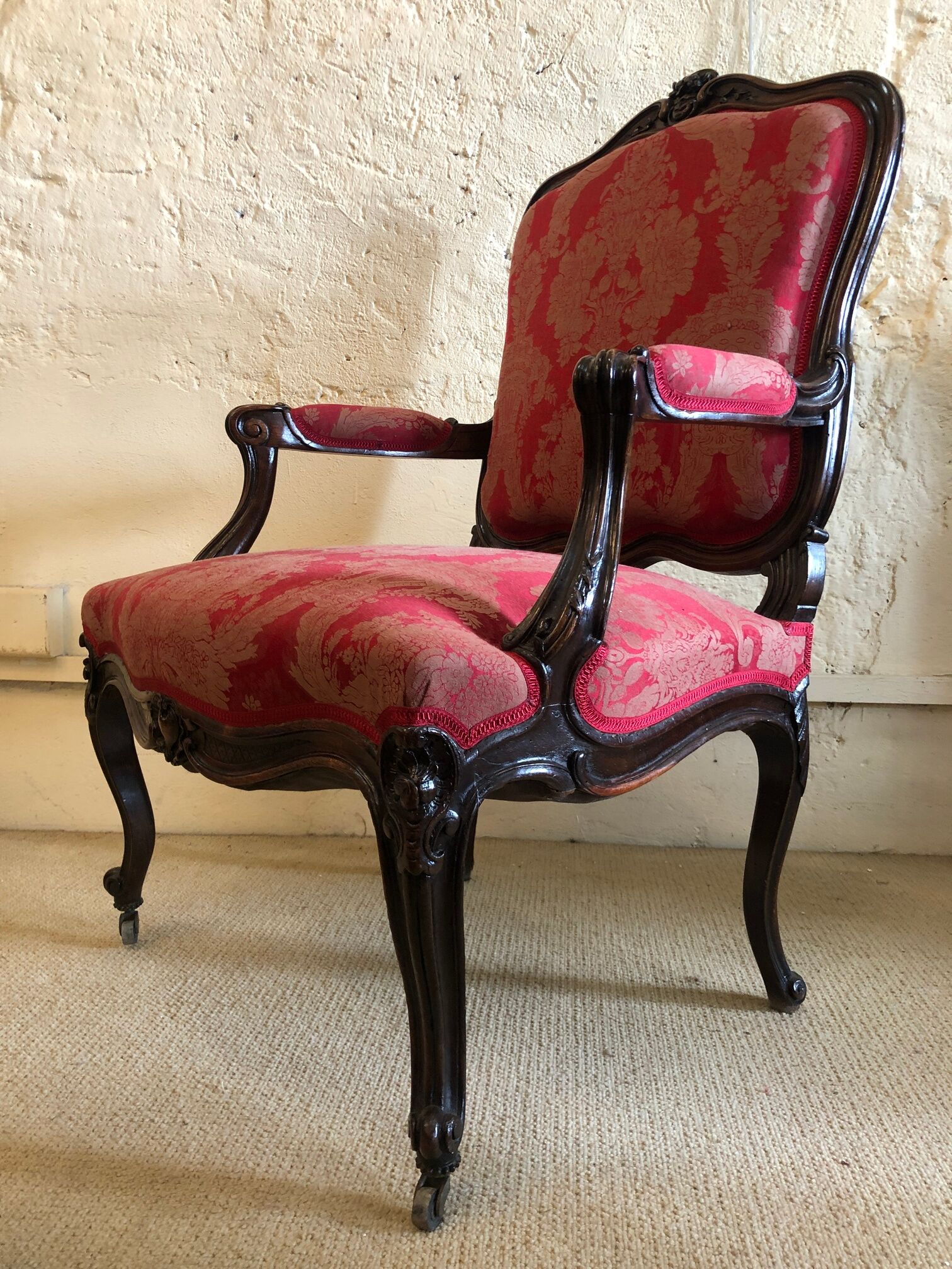 False pair of Louis XV style armchairs, nineteenth century