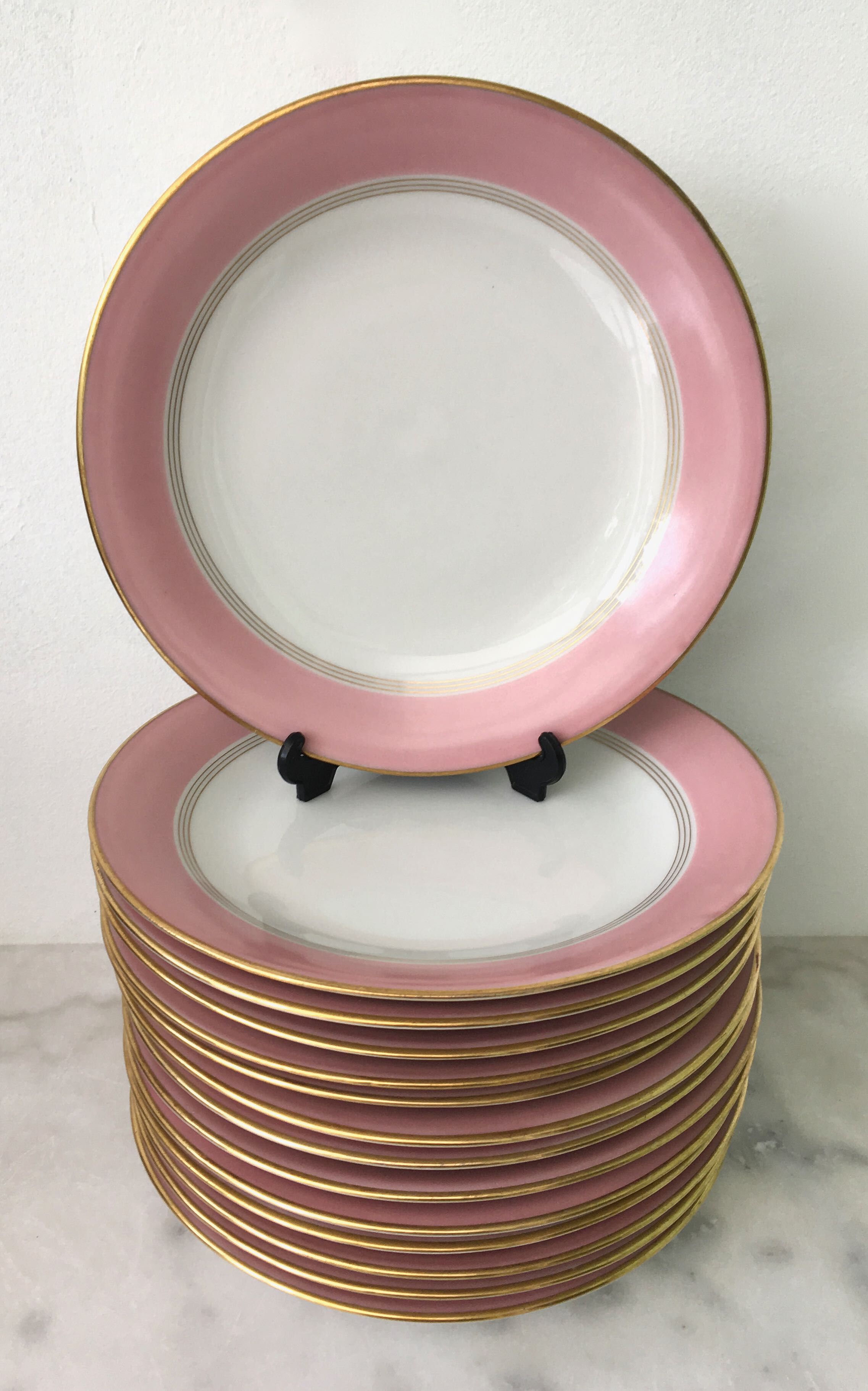 Set of 12 flat plates porcelain from Limoges