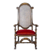Armchair with Rattan Backrest, 1950s