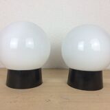 Pair of opaline globe and bakelite wall lamps RZB Leuchten