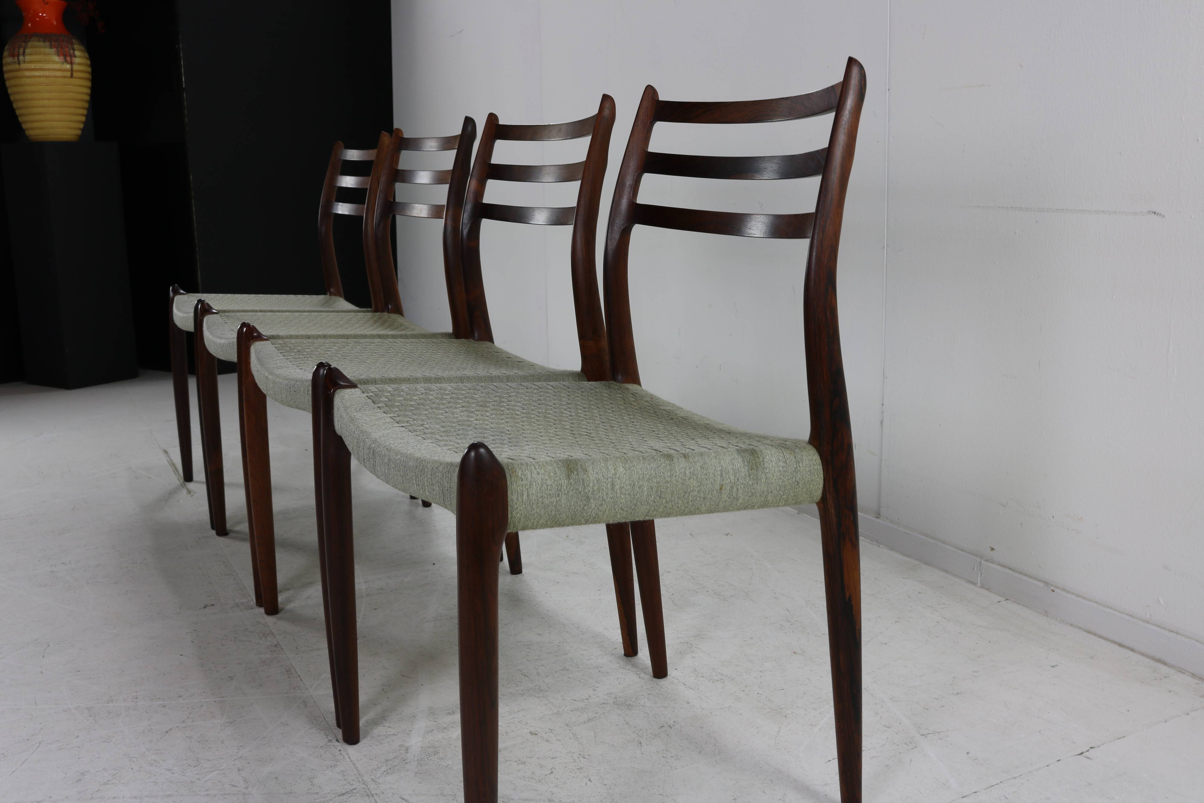 Danish design rosewood dining chairs by Niels Otto Møller for Møller Denmark