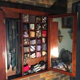 Vintage “Felix Monge” wall tie in cherry wood with mirrors