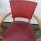 Pair old armchairs bridge skaï red chair
