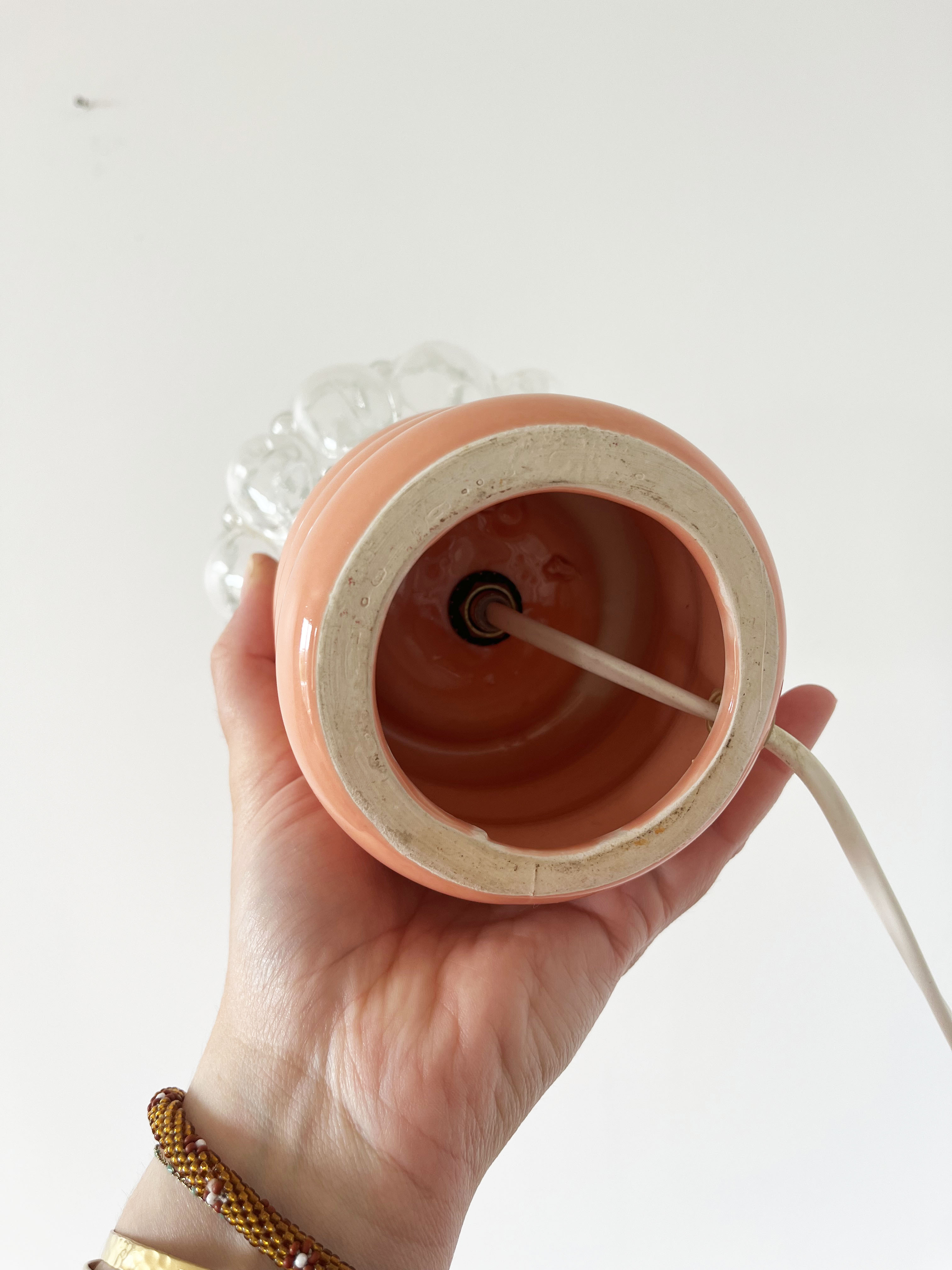 Ceramic lamp and glass globe 1970